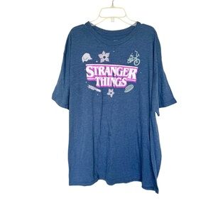 Netflix Stranger Things Graphic Print T-Shirt Gray Blue